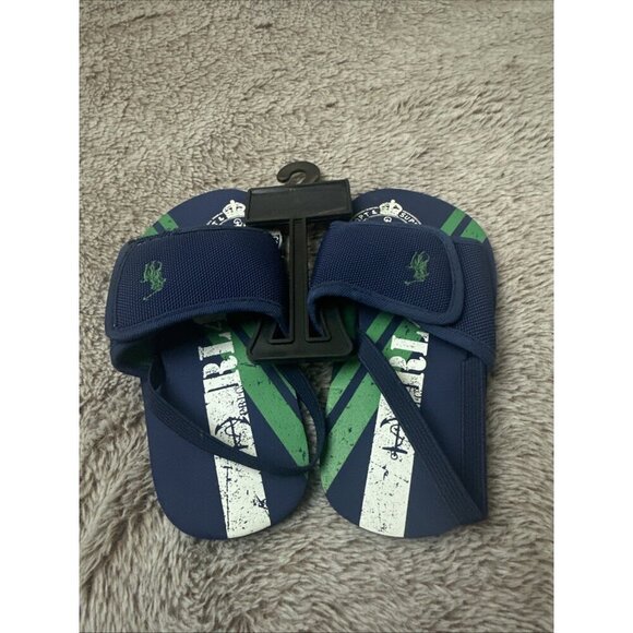 Polo Ralph Lauren Kids Shoes 10 Slide w/ Strap Slip On Sandals Blue - Picture 10 of 16